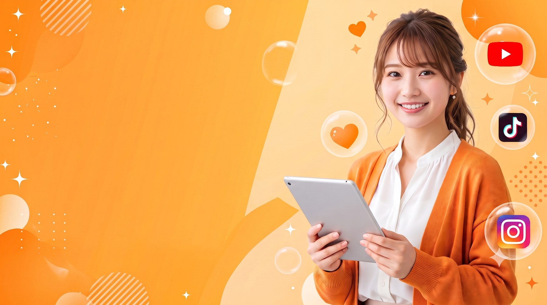 タブレットでSNS運用に取り組むスタッフ